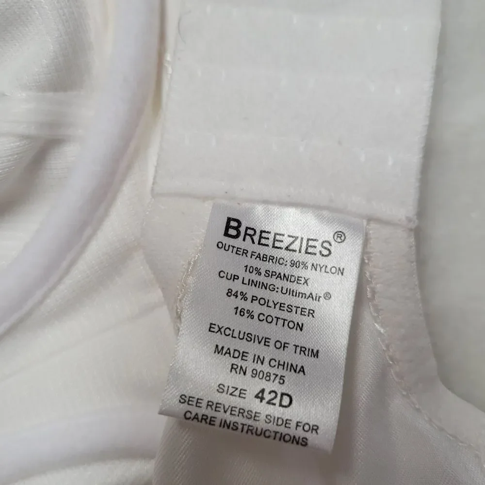 Breezies White Satin UltimAir Lined Wired Bra Size 42D